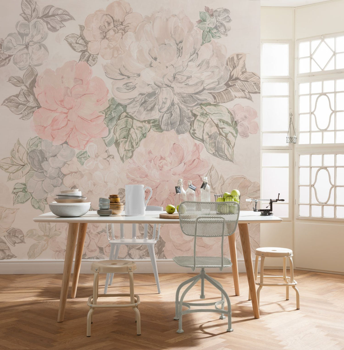 Komar fotobehang romantische bloemen roze - 250 x 250 cm - 611197
