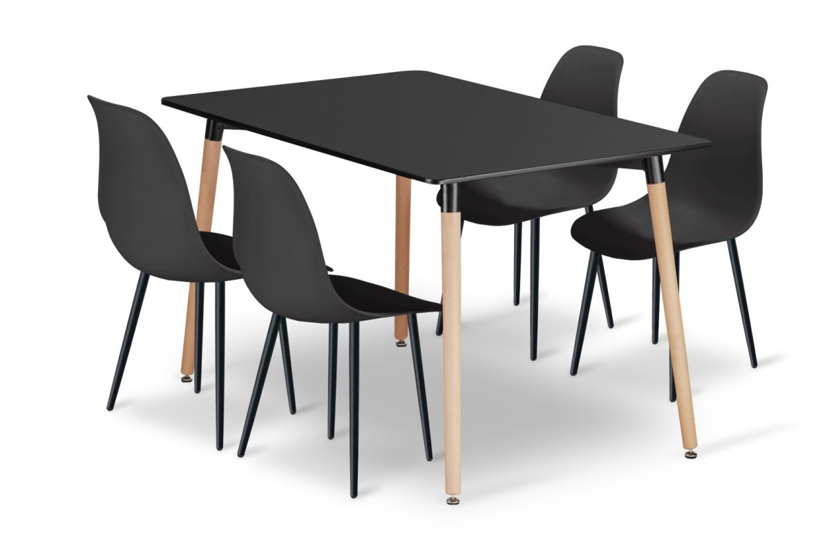 Zestaw Stół ADRIA 120cm x 80cm - czarny   4 krzesła WAT czarne