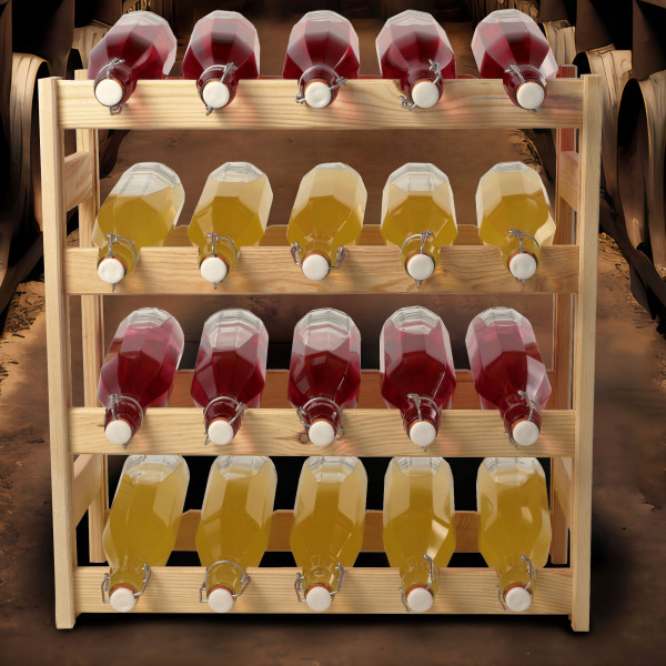 KADAX Stojak Regał Na Wino 20 Butelek Drewniany