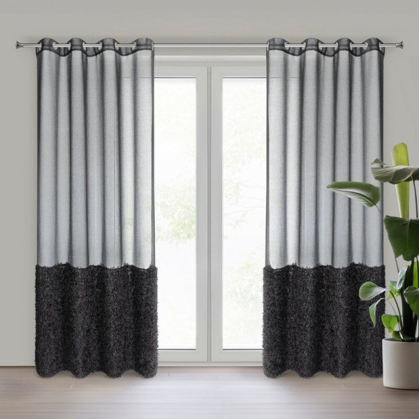 Firana na przelotkach z aplikacją MARION 140X250 czarna