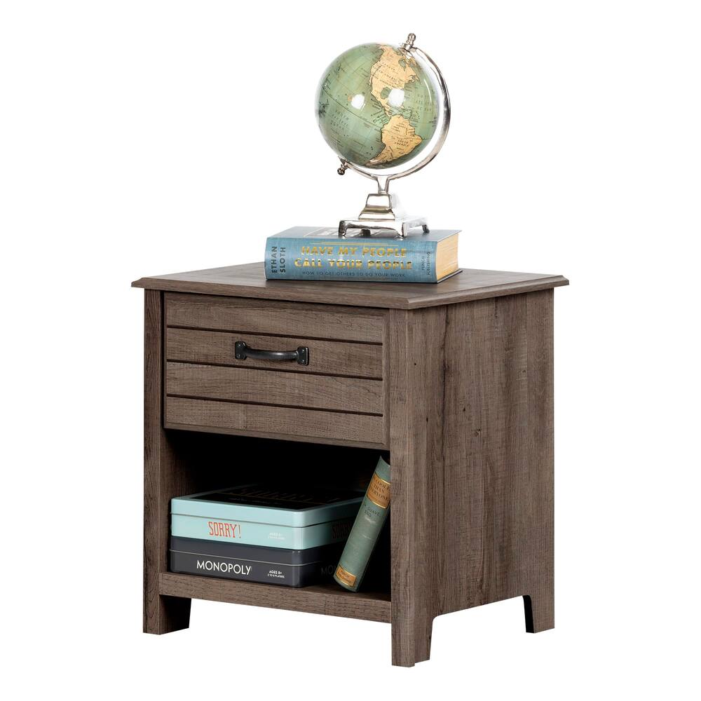 South Shore Ulysses 1-Drawer Nightstand, Fall Oak
