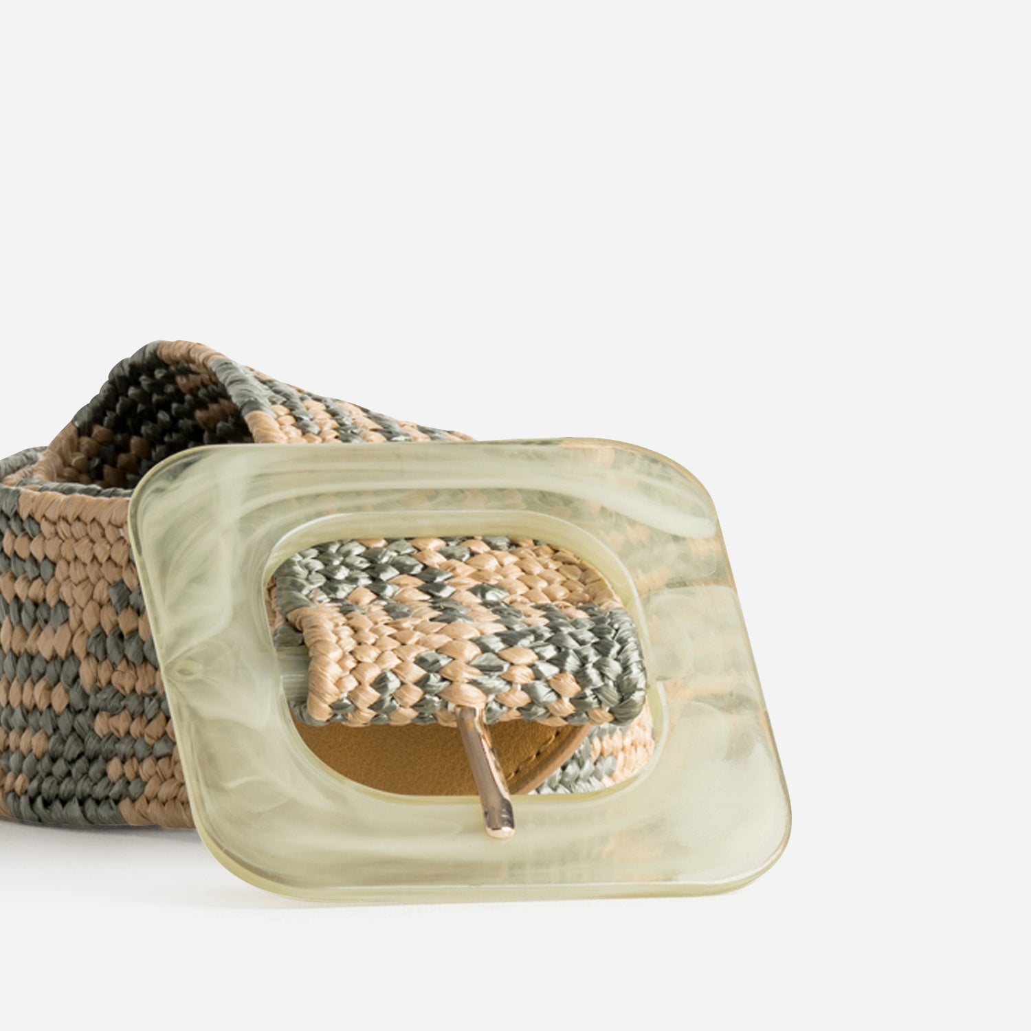Ceinture verte et beige tressée