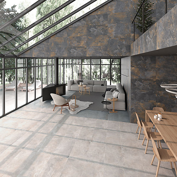 Carrelage intérieur et extérieur sol effet pierre granite bali gris anthracite nuancé30x60 cmTEPUY R MIX