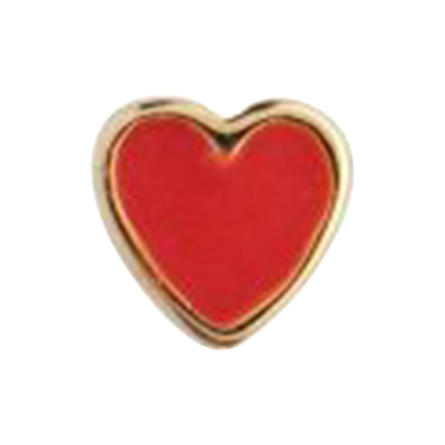 Petit Love Heart Red Coral Enamel Single, gold