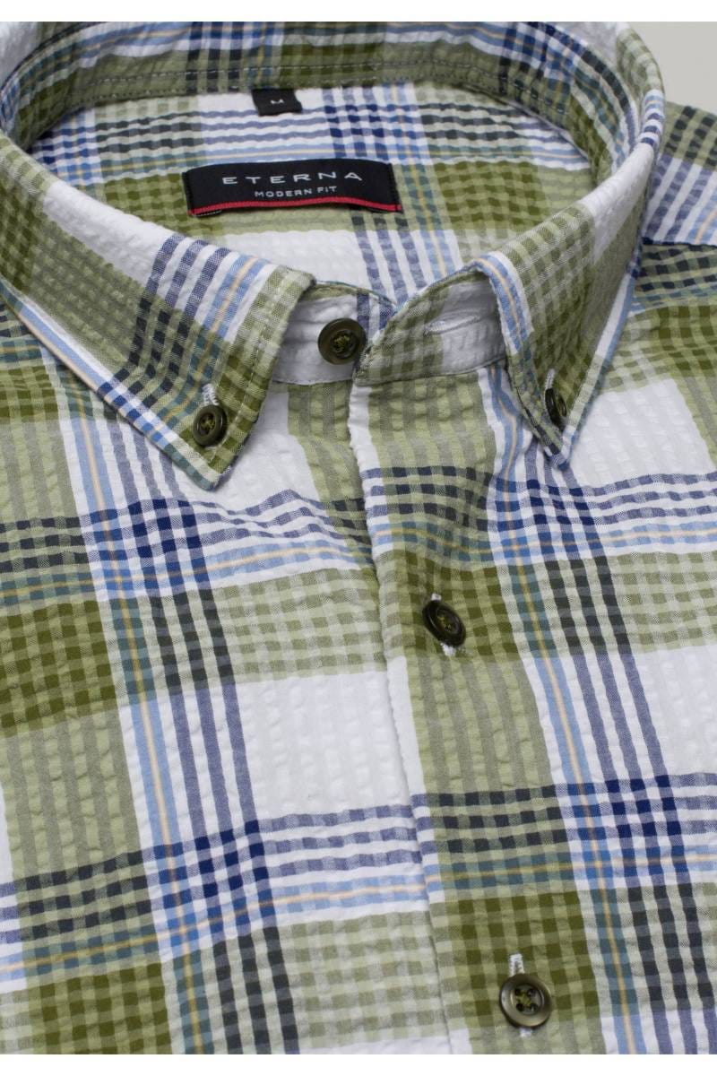 ETERNA Modern Fit Hemd grün/blau, Kariert