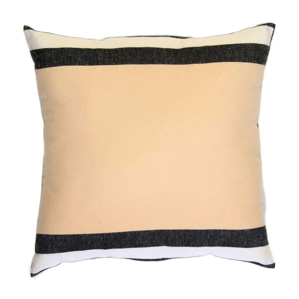 CASABLANCA - Housse de coussin coton tri-bande noir blanc et écru 40 x 40