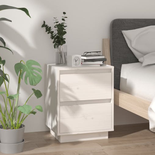 NNEVL Bedside Cabinets 2 pcs White 40x35x50 cm Solid Wood Pine