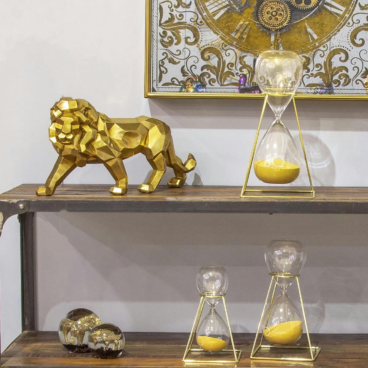 - Sablier de décoration métal doré et verre