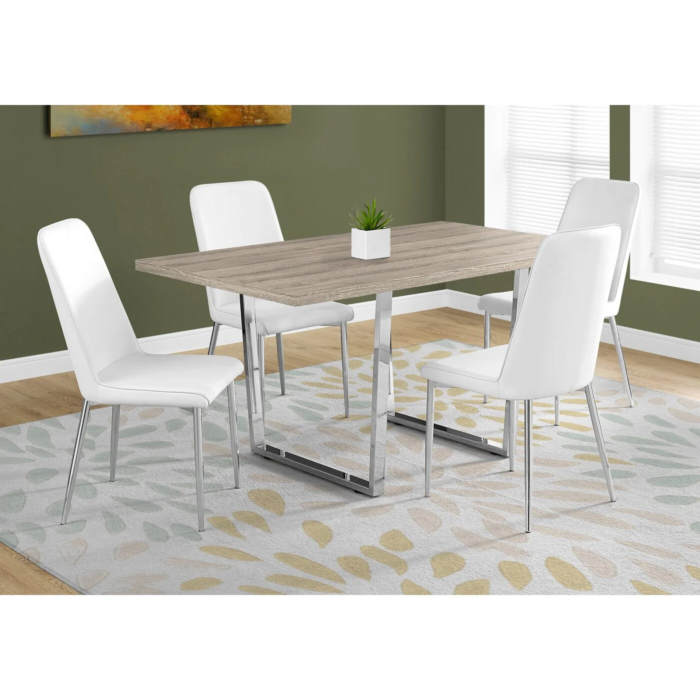 Dining Table, Rectangular, Kitchen, Dining Room, Chrome Metal