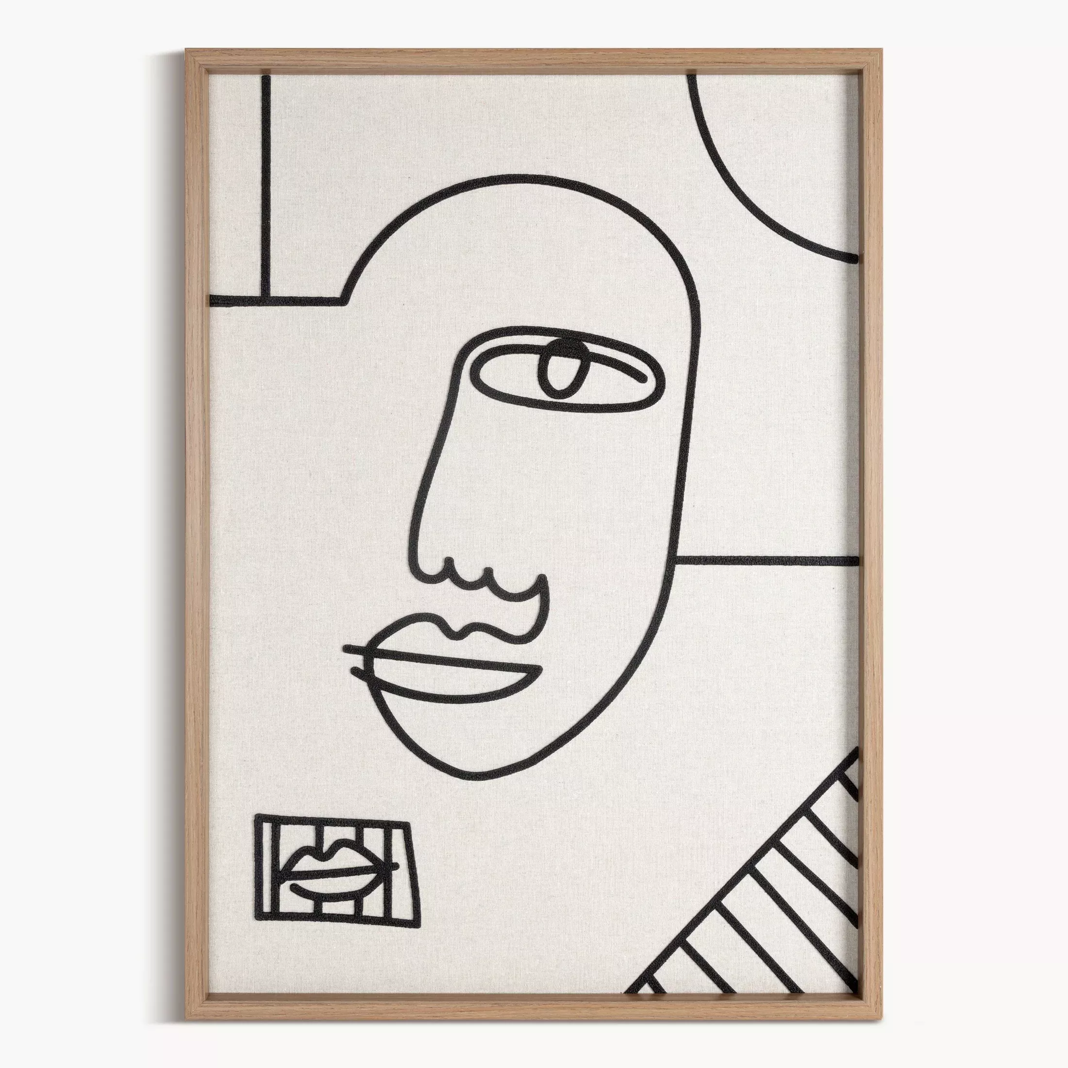Obraz abstrakcja beżowo, czarny nadruk na płótnie oprawiony w ramkę 50x70 cm