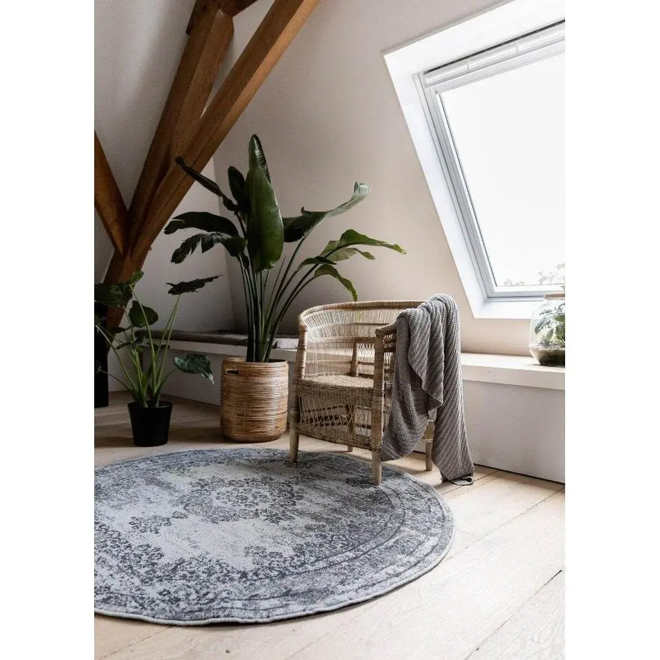 EVA Interior rond vintage Vloerkleed Bloom Grijs - 235 x 235 cm