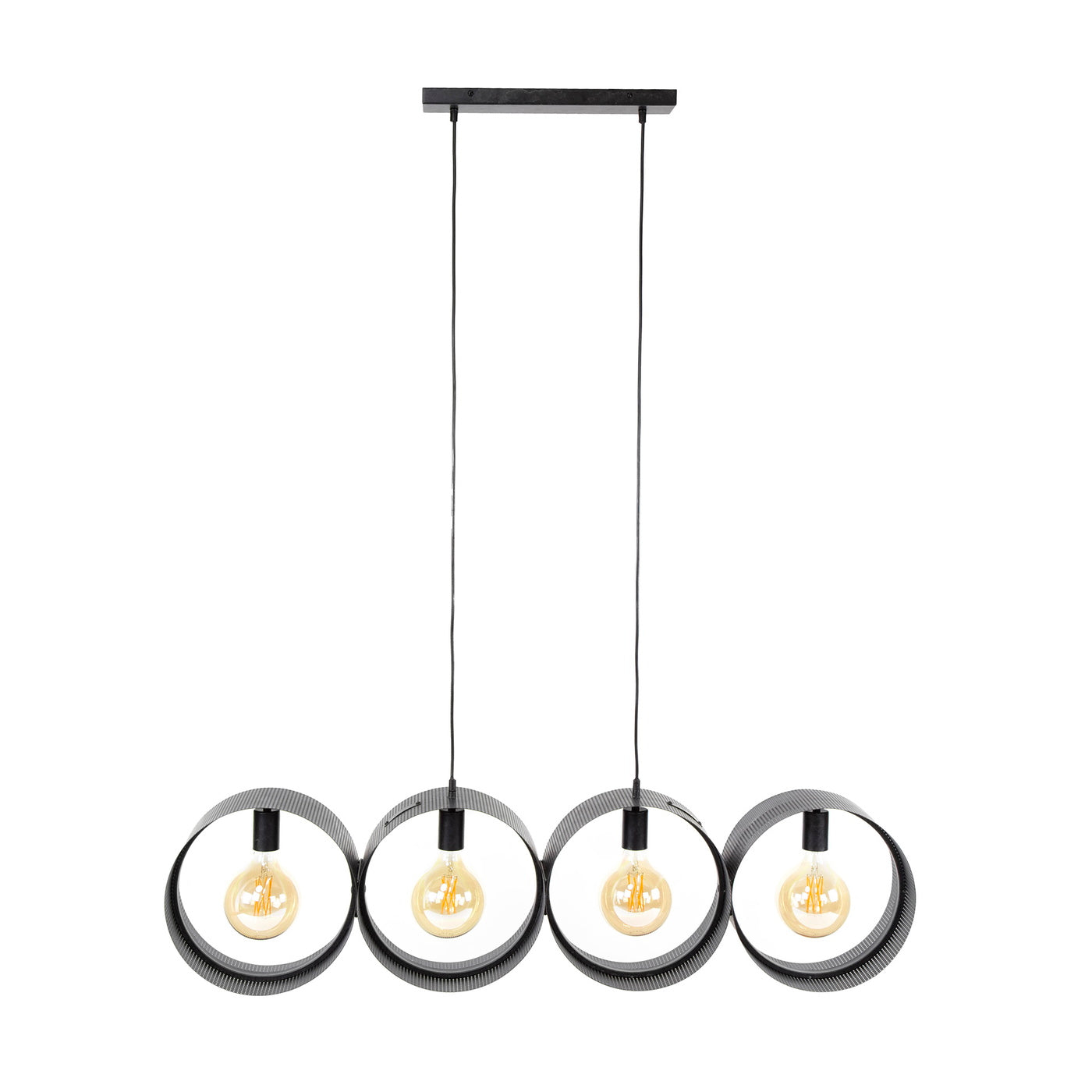 Giga Meubel Hanglamp Ring - Zwart Metaal - 4-Lichts - 120x15x150cm