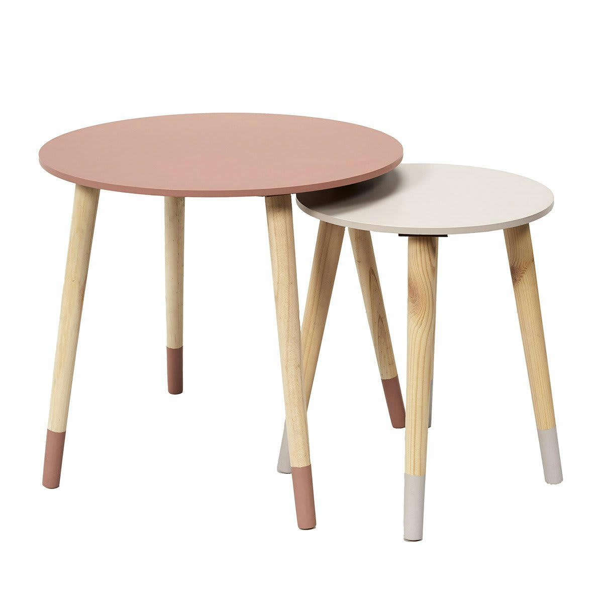 - Tables d'appoint gigognes bicolores rose - Lot de 2