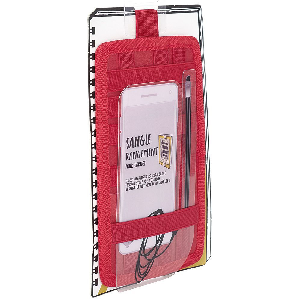 Sangle de rangement pour cahier effet simili rouge