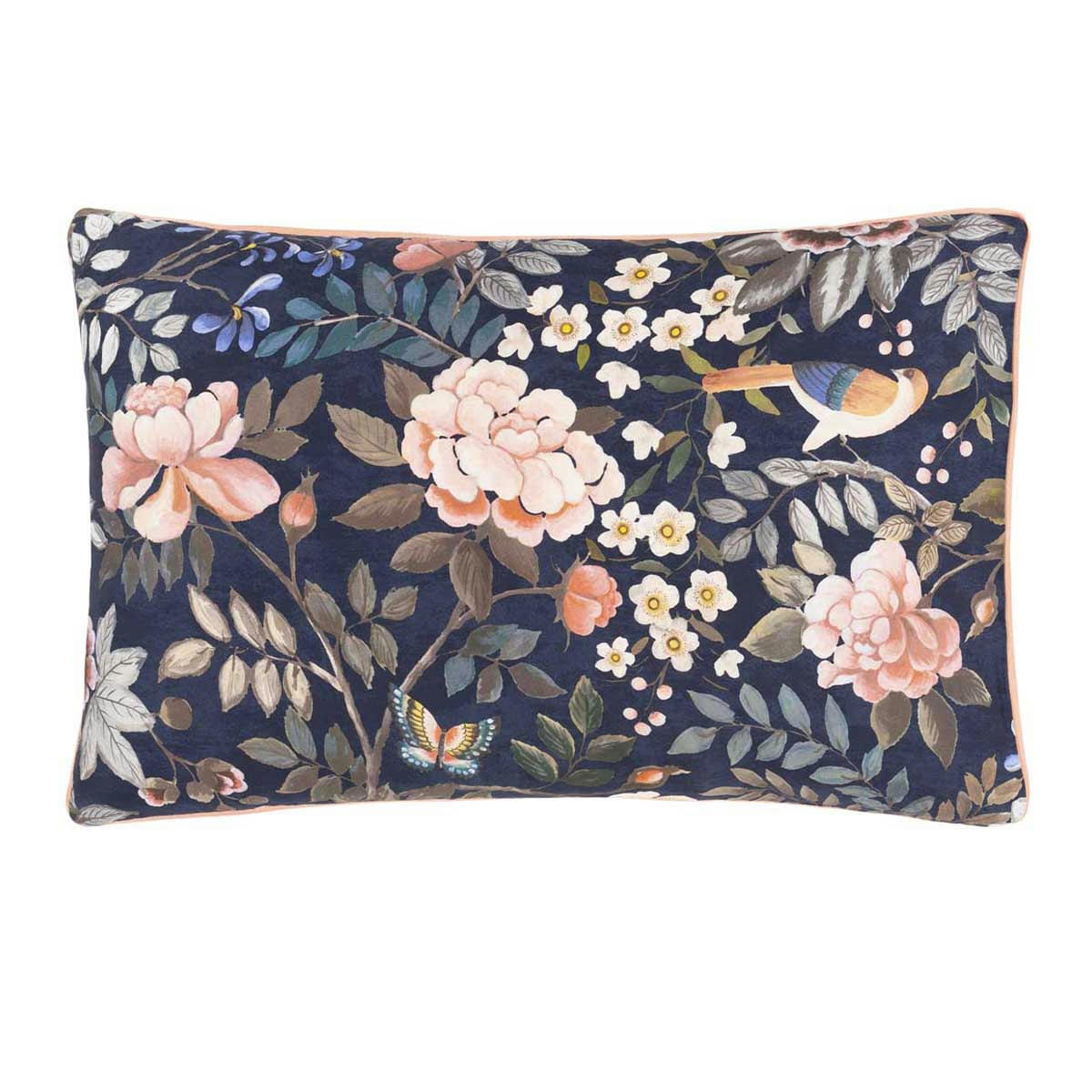 PORCELAIN DE CHINE - Taie d'oreiller imprimée en satin de coton bleu 50x75