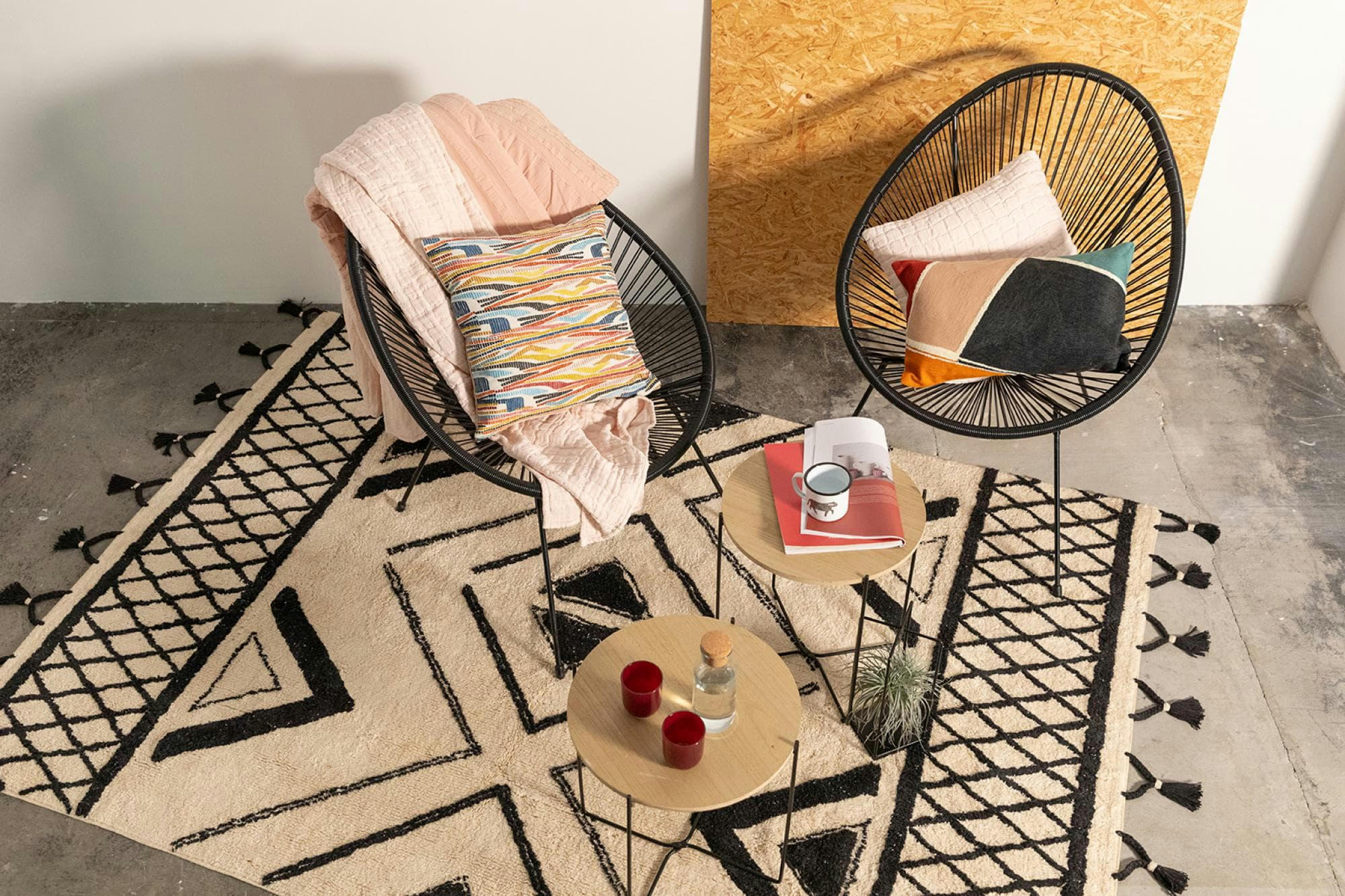 SWAMI - Plaid stonewash  en coton nude 130 x 200