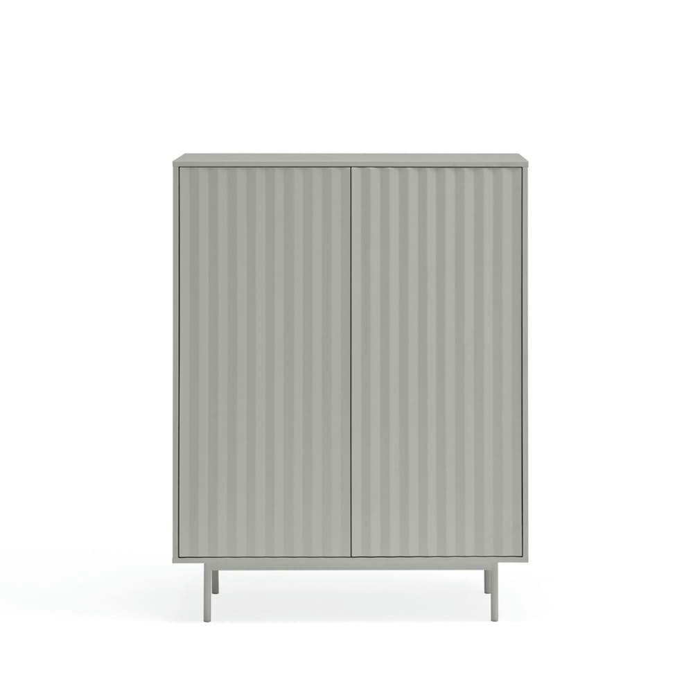 SIERRA - Buffet haut en bois 2 portes 2 tiroirs gris clair