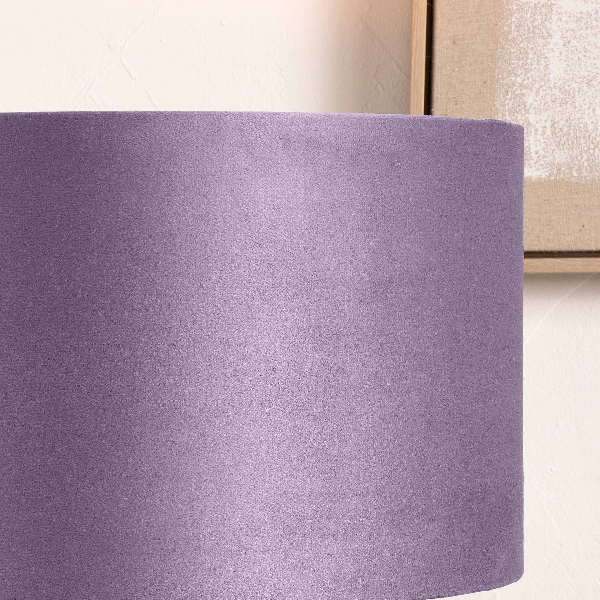 Ruma Lavender Lilac Velvet Cylinder Shade for Table Lamps and Floor Lamps