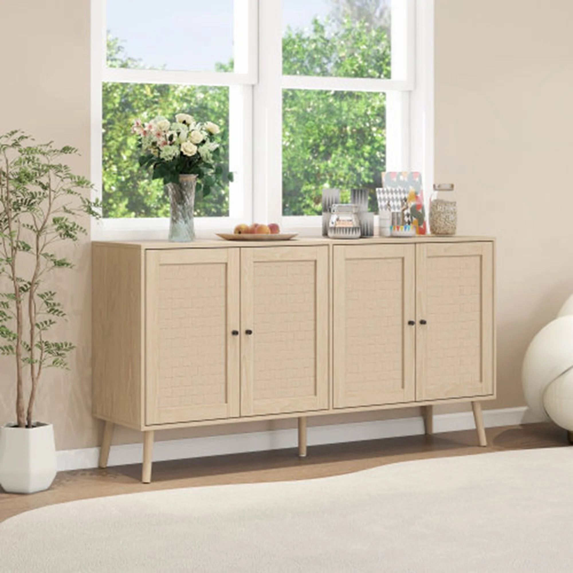 4 Door Accent Cabinet Sideboard Buffet Storage
