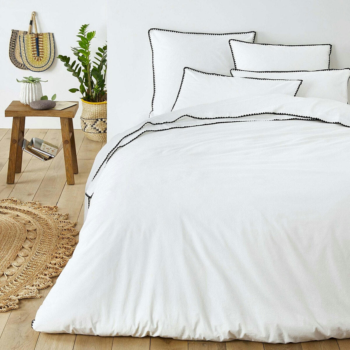 Drap housse uni coton lavé, bonnet 25cm, Merida
