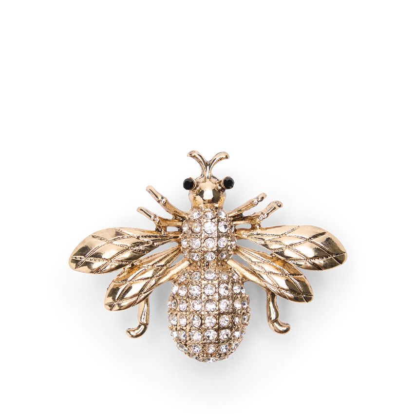 Manfield Gouden kevertjes broche met diamantjes