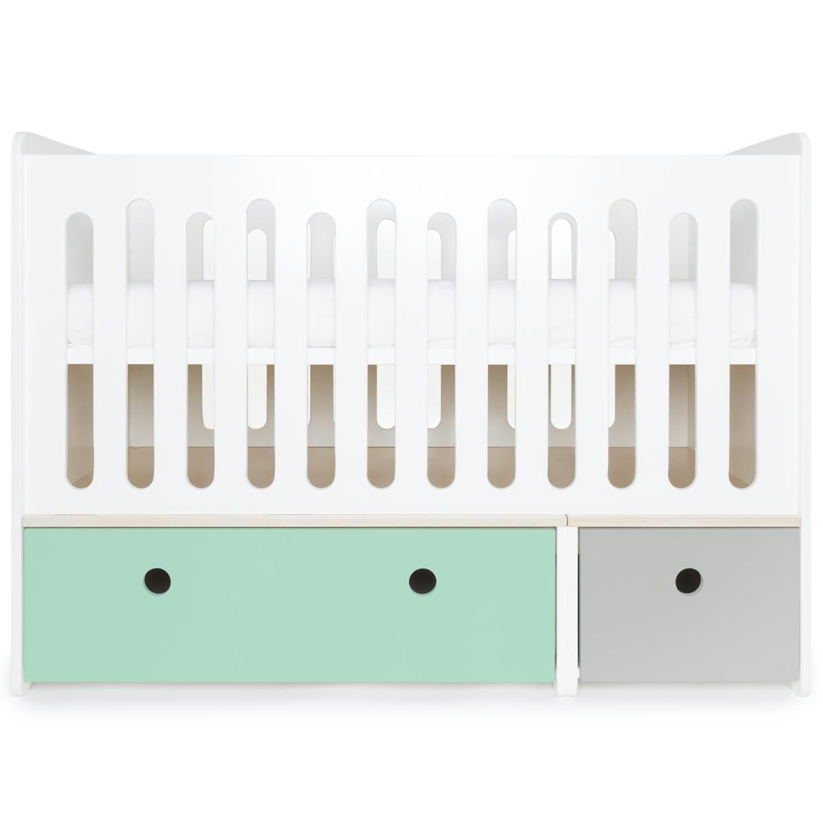 COLORFLEX - Lit bébé évolutif 70x140cm vert menthe-gris perle