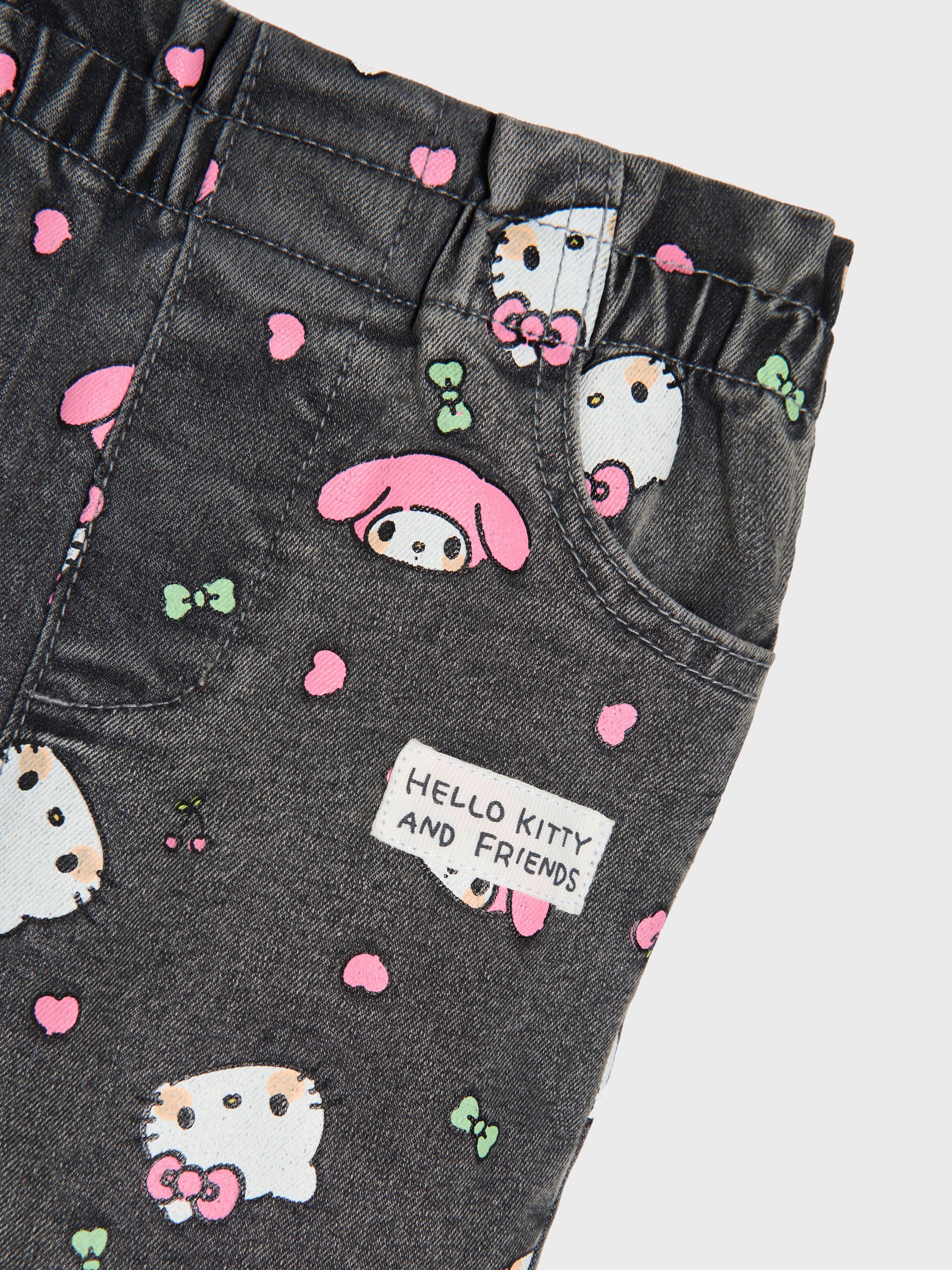 Jeansy jegginsy z efektem sprania Hello Kitty
