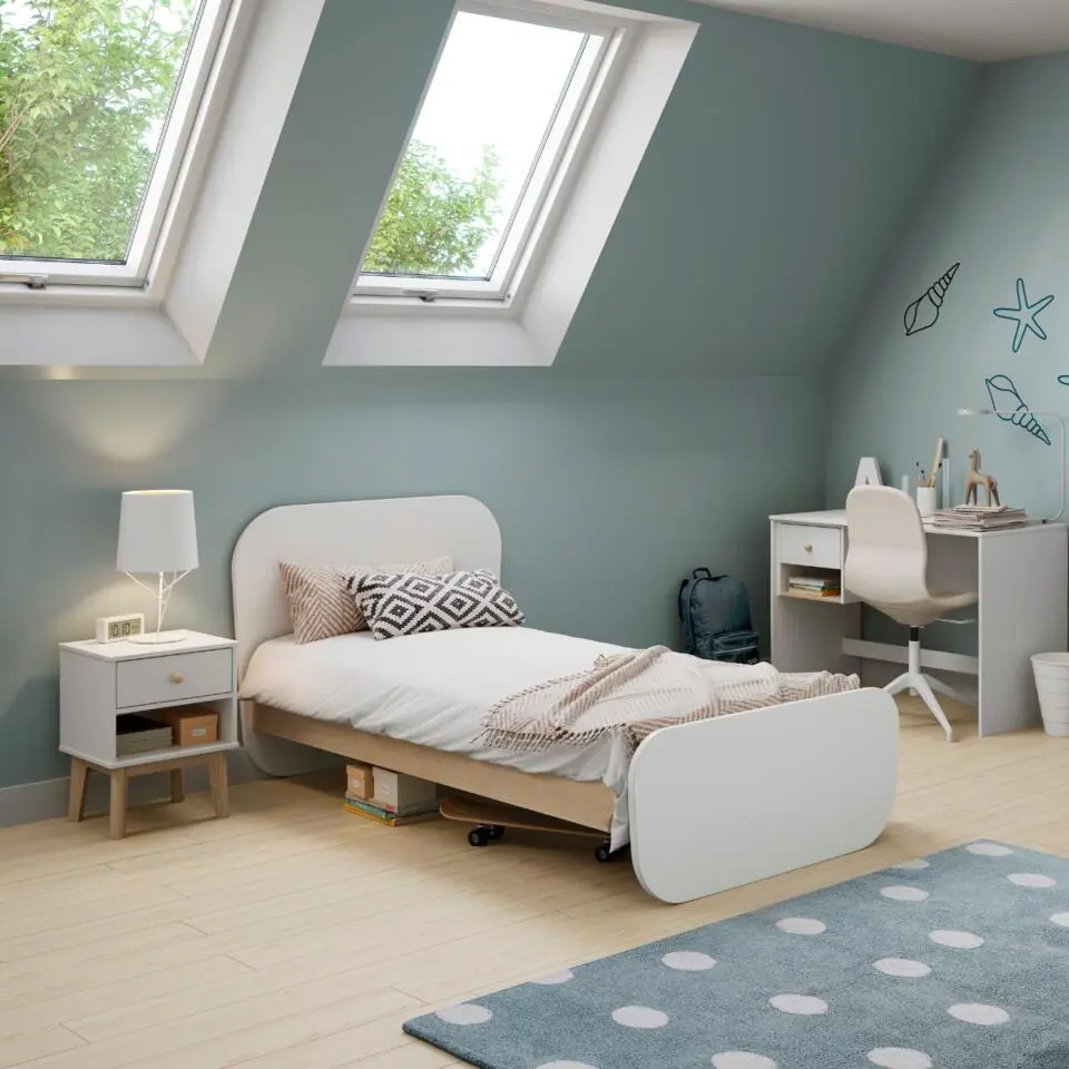 CALICOSY - Verhoogd bed SIMON - 90x195,4x106,5 cm