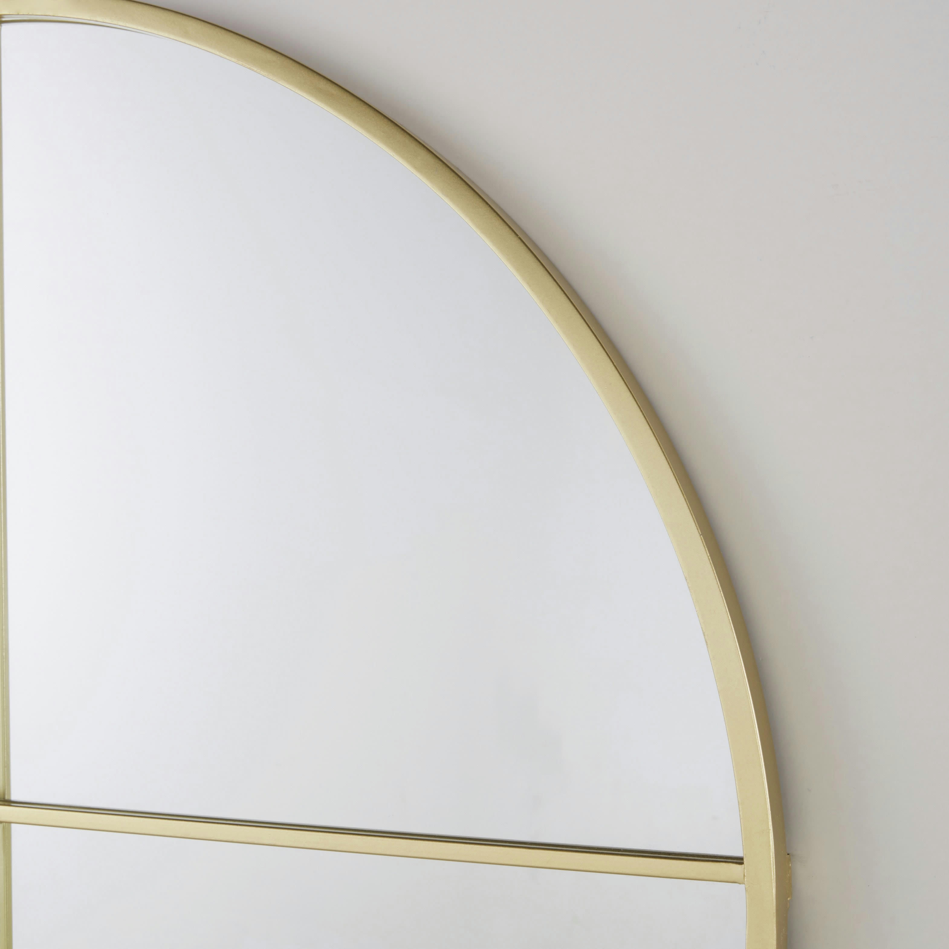 DEMEURE - Grand miroir arche fenêtre en métal doré 90x165