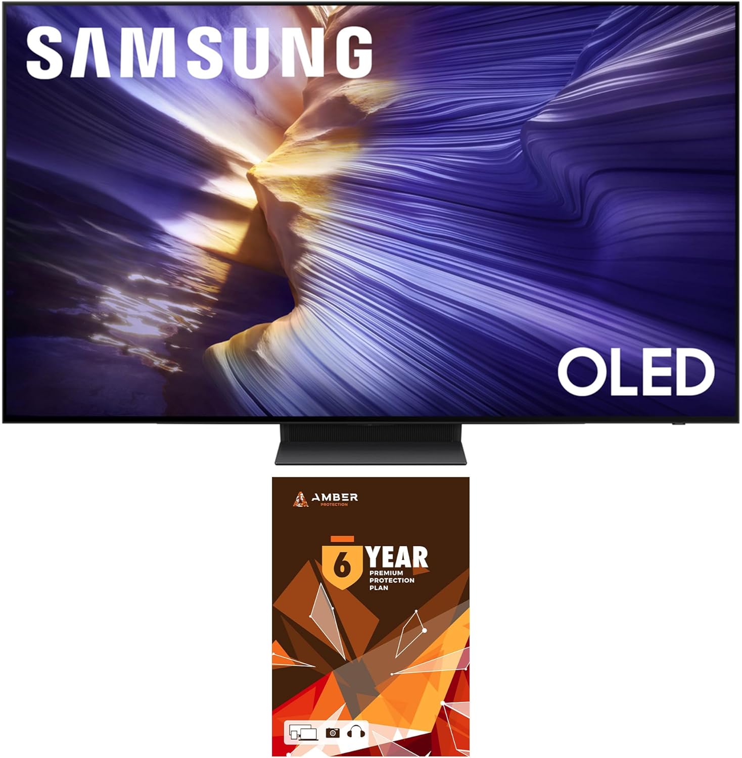 Samsung QN55S90FAFXZA 55 Inch 4K OLED Smart TV (2025) with Dolby Atmos and 6 Year Amber Protection Plan