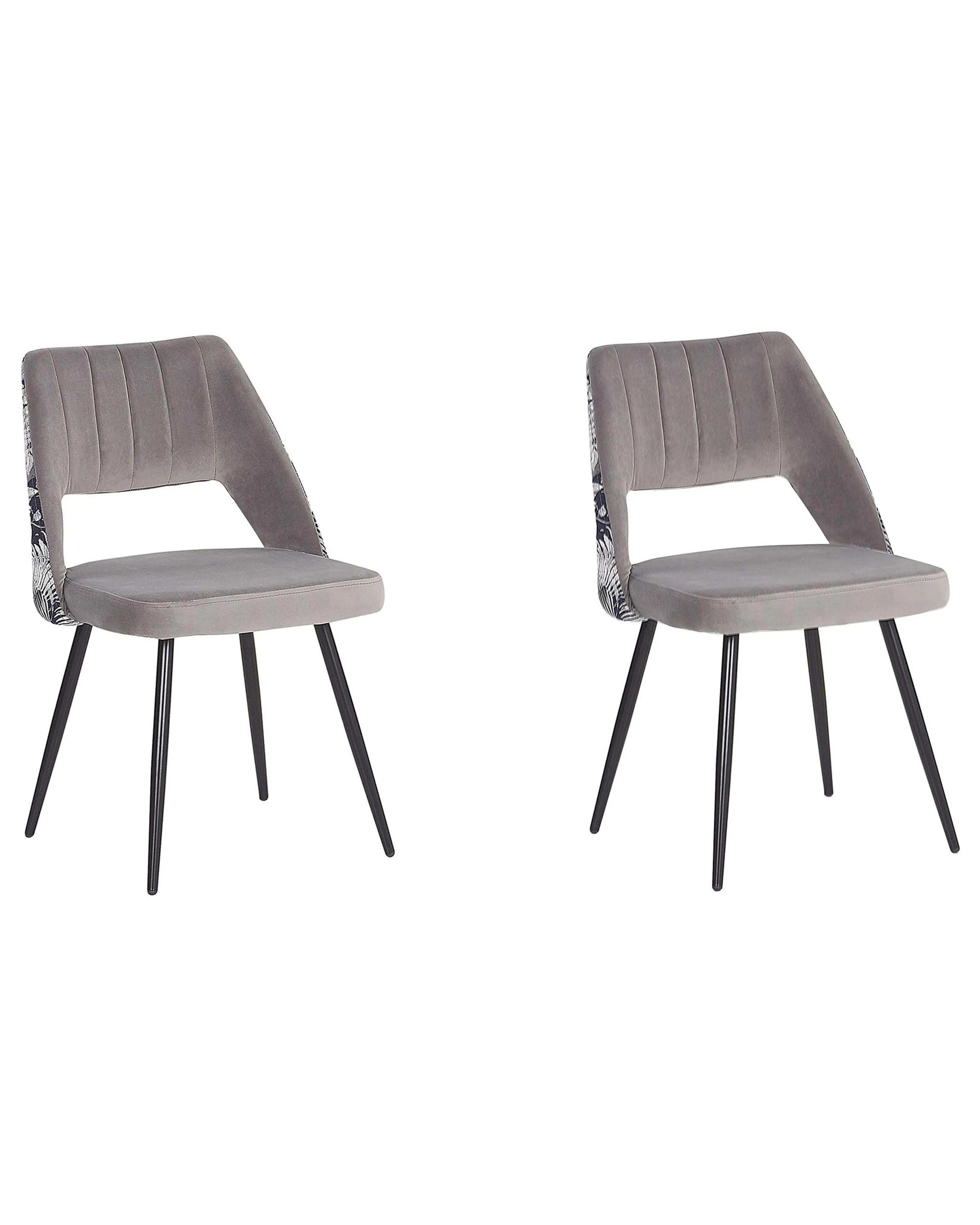 Set of 2 Dining Chairs ANSLEY Velvet Grey