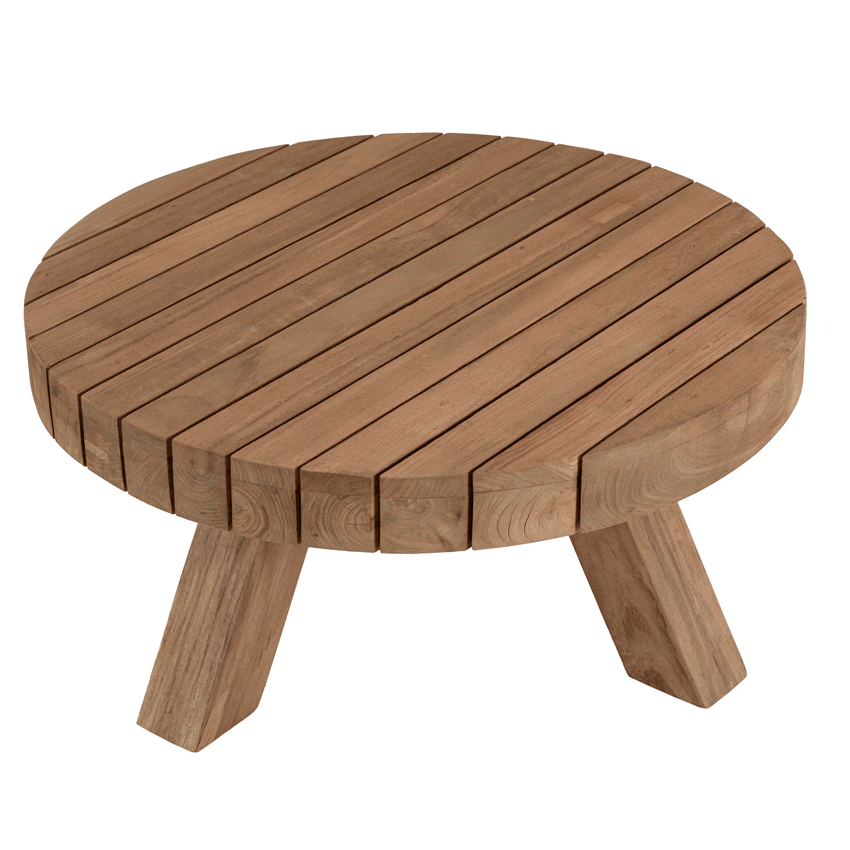 Table basse de jardin ronde teck recyclé naturel MANY