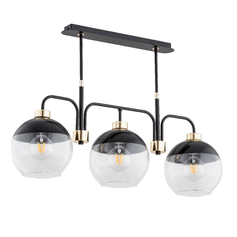 Lampa wisząca czarna-stare złoto-czarna ALMARY 3xE27x15W Alfa