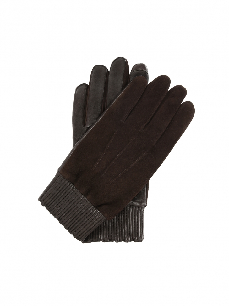 Men’s warm grain leather and suede gloves