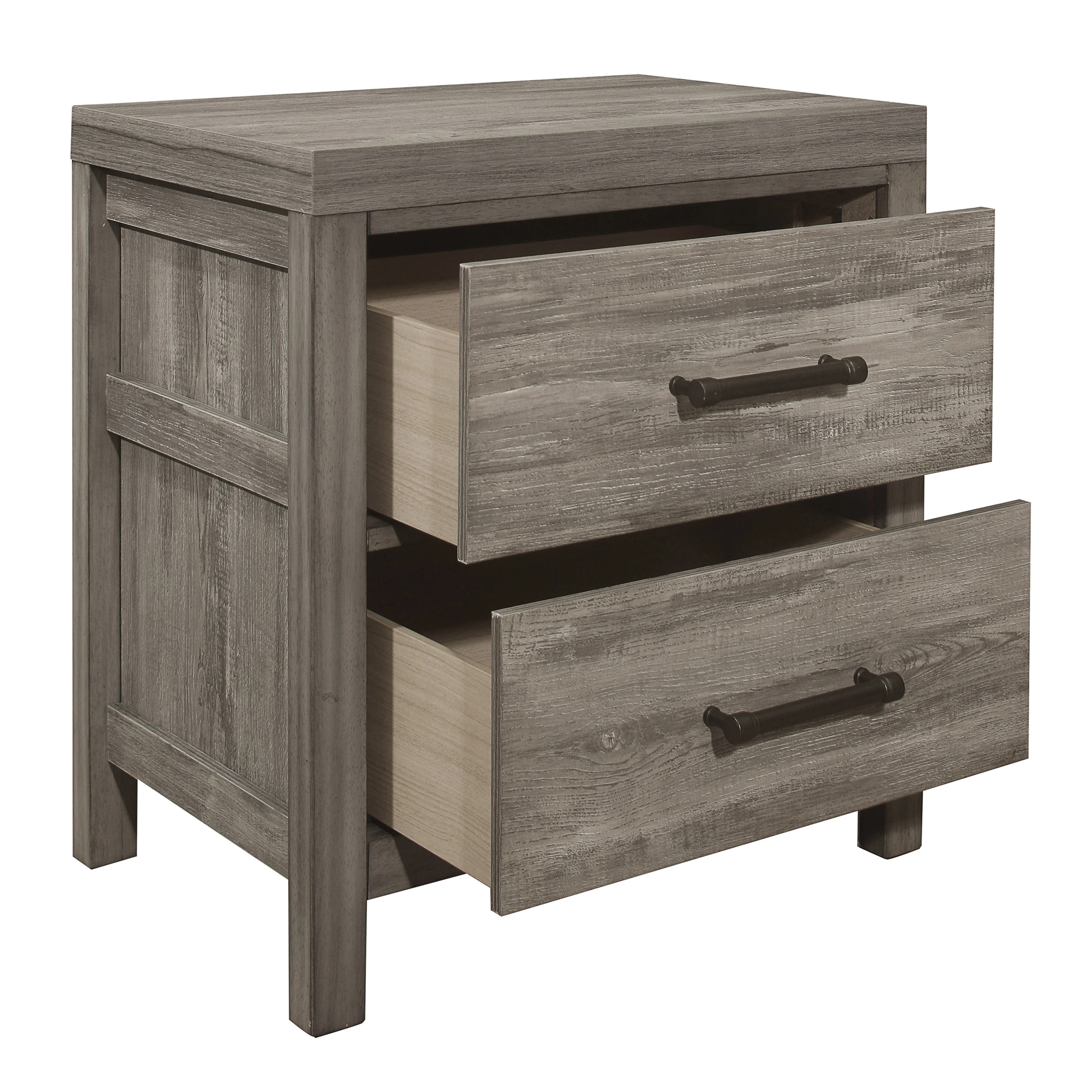 Rustic Style Bedroom Nightstand of 2 Drawers Premium Melamine Laminate Wooden Furniture 1pc