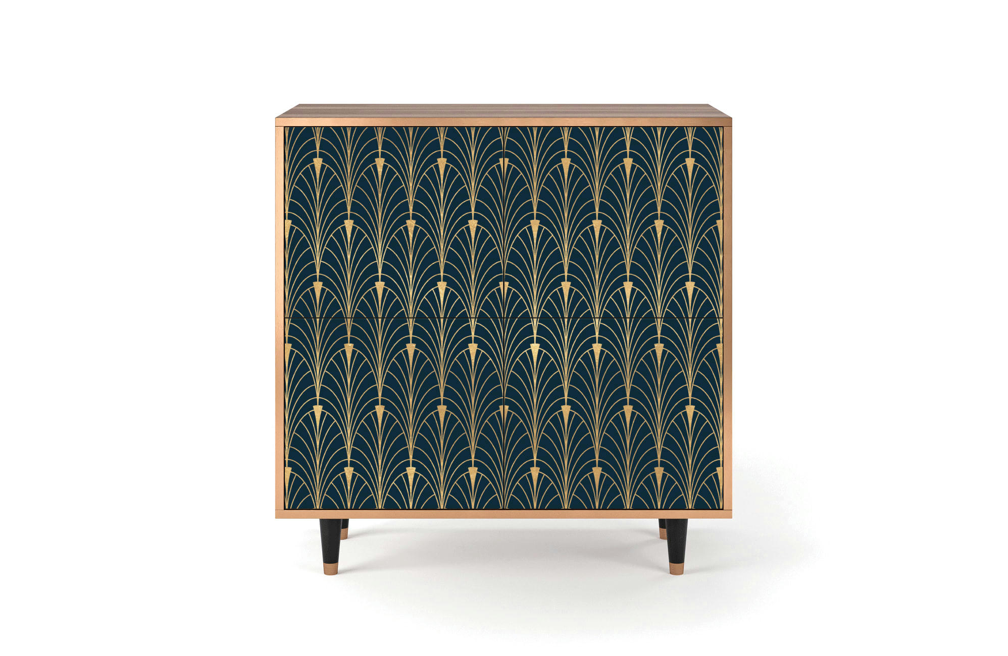 FLOWER OF THE NILE - Buffet  bleu et jaune 4 portes L 94 cm