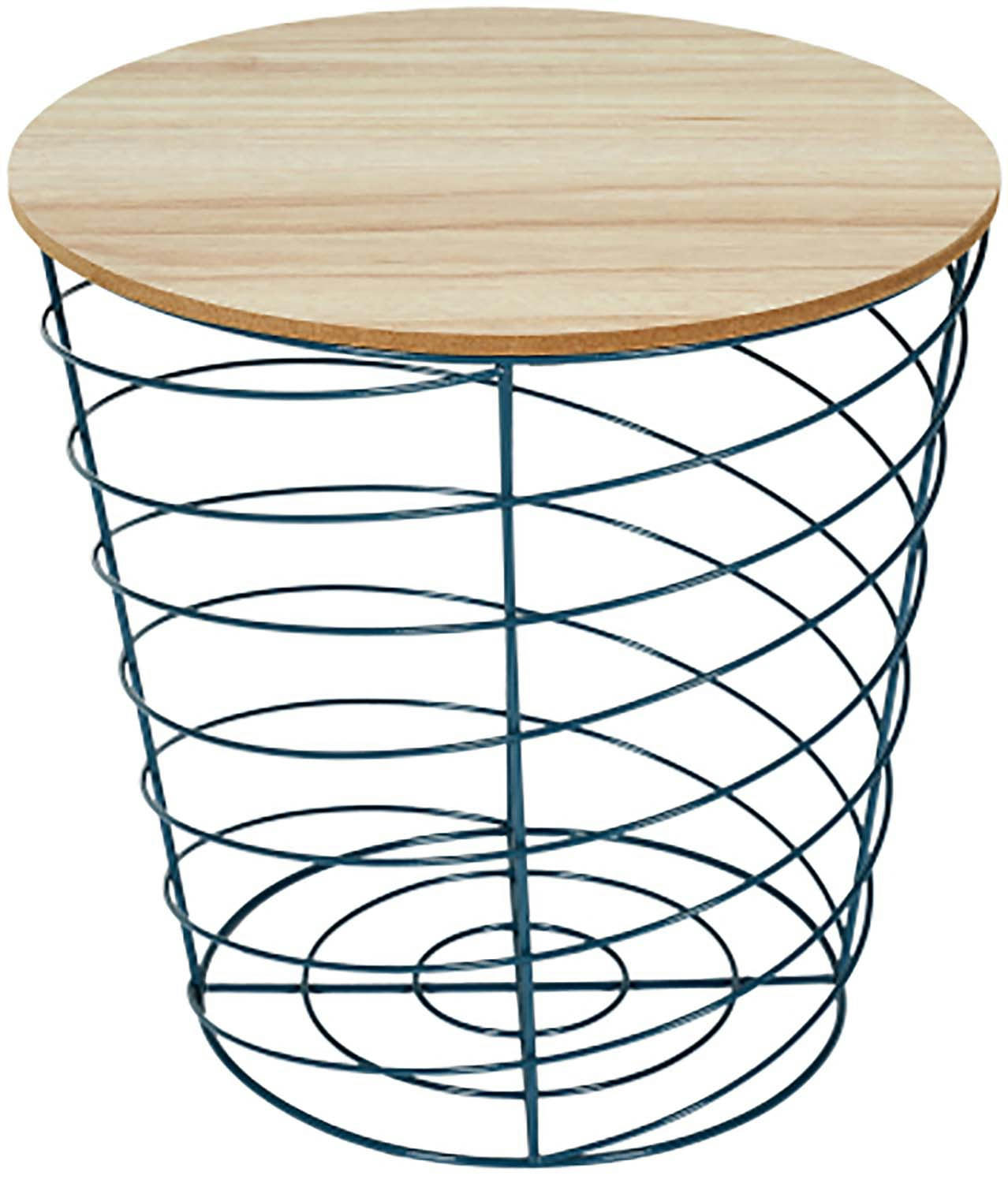 - Table d'appoint filaire en bois et métal cyclone bleu paon