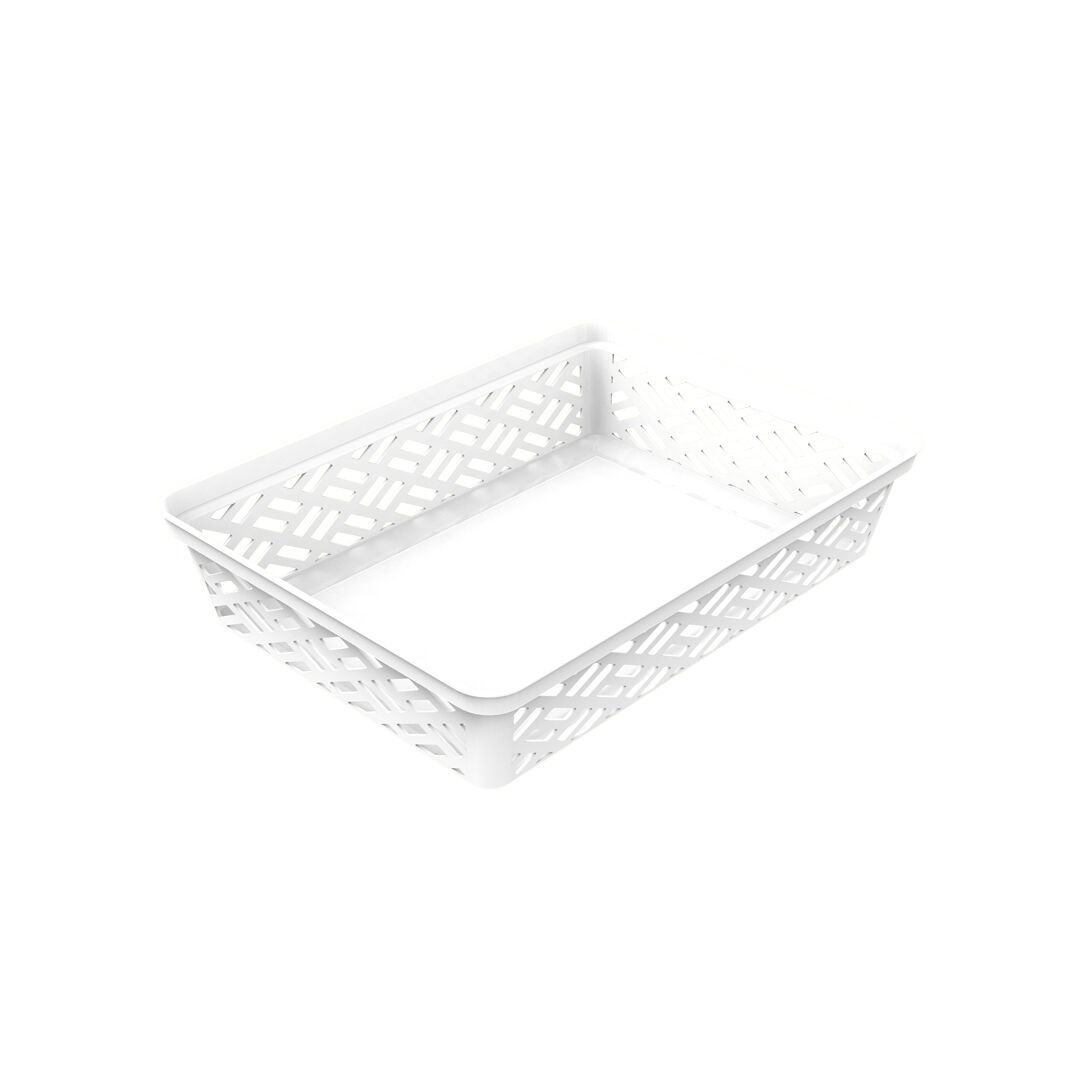 Cesto de arrumação branco baixo médio