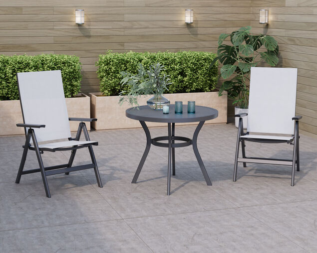 Frankie-Jette 3 Piece Chat Setting - Gunmetal Grey