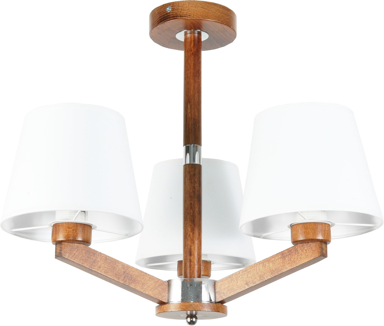 Lampa sufitowa EDYLIT drewniana biały szklany klosz BARON ANTYK 10-382