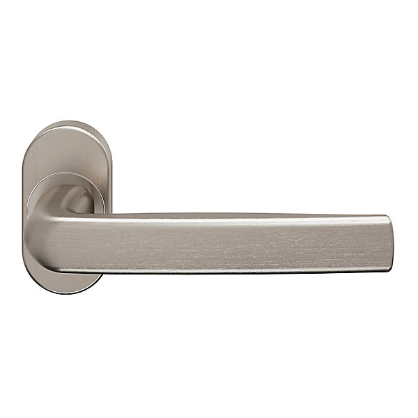 Ensemble poignée sur rosace Incurvé à visser GoodHome Primel effet nickel satin gris chromé