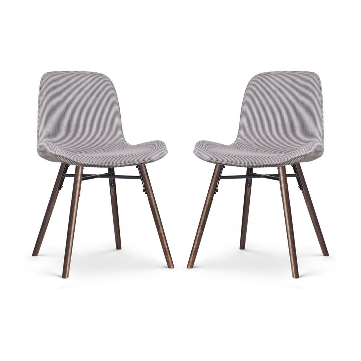 Nolon Nena-Fé Eetkamerstoelen Set van 2 - Rib Warm Grijs - Walnoot