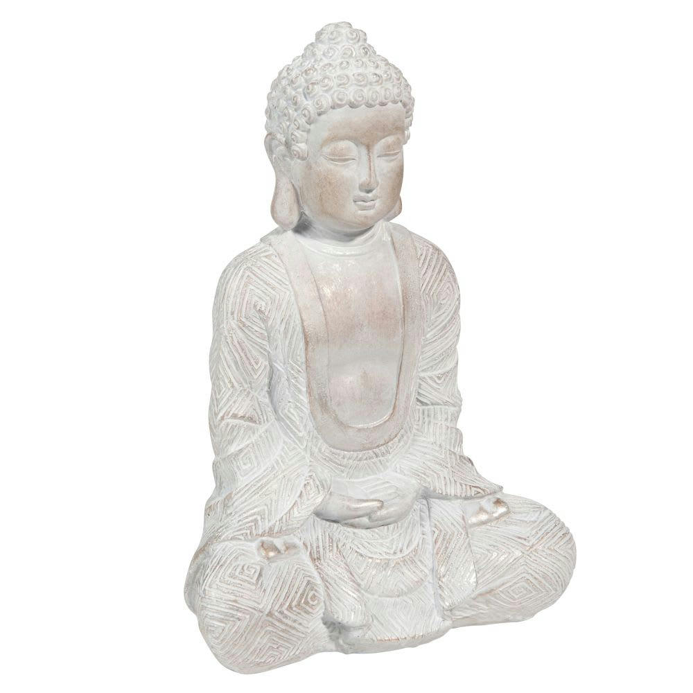Toluca - Statuette bouddha effet blanchi H23