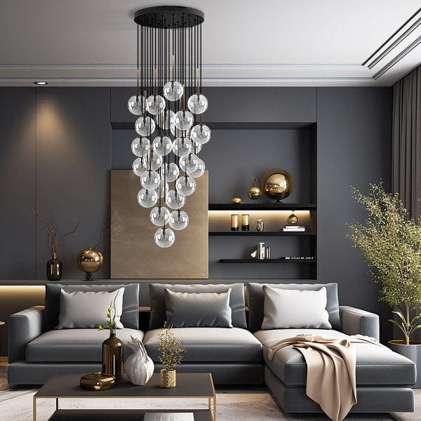 Kaskada 26 Kulek Wiszących Na Kole Tk Lighting Nilos Złota Czarna Do Salonu