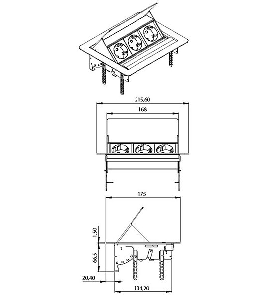 Multiprise triplite escamotable Franke 015105 evoline