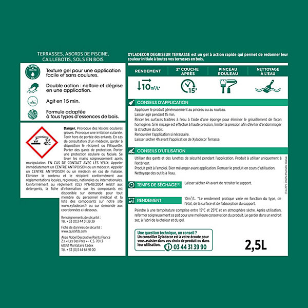 Dégriseur extérieur terrasse et mobilier de jardin Xyladecor mat 2,5L incolore