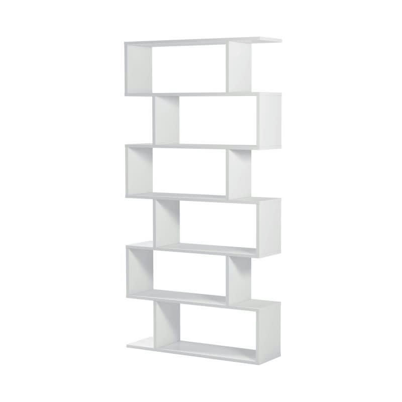 ATHENA - Bibliothèque avec  6 compartiments effet bois - H192 x L80 cm