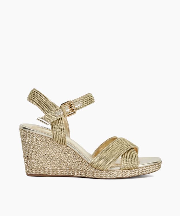 Kolden Gold - Metallic Braided Wedge Sandals