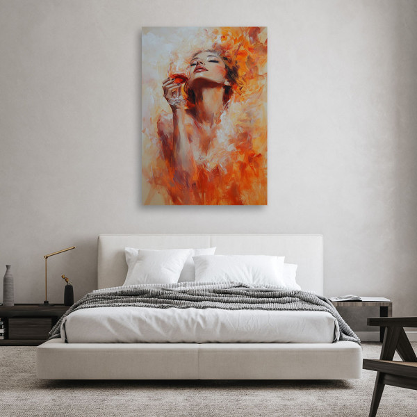 Feeby Obraz na płótnie, Dziewczyna z kieliszkiem wina Pomarańczowy 40x60