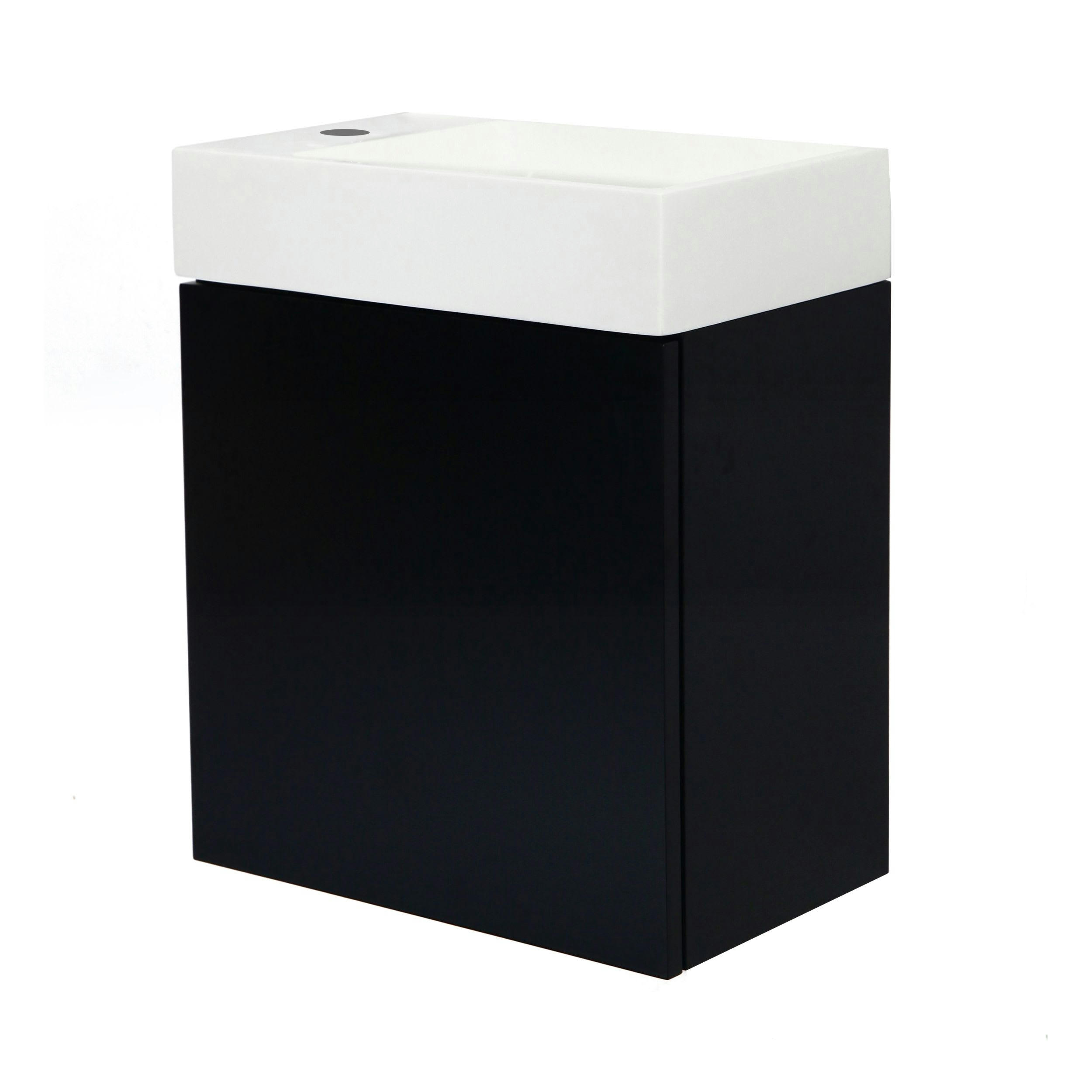 JAVA PACK - Meuble lave-mains noir avec vasque blanche